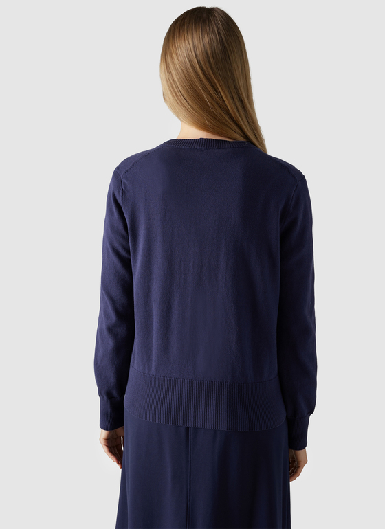 Strickjacke Schalkragen 1/1 Arm Midnight Sail Frontansicht