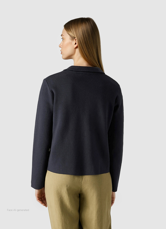 Strickjacke Zip 1/1 Arm Navy Frontansicht
