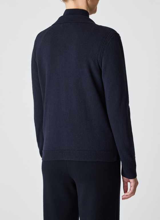 Strickjacke Knopf 1/1 Arm Navy Frontansicht