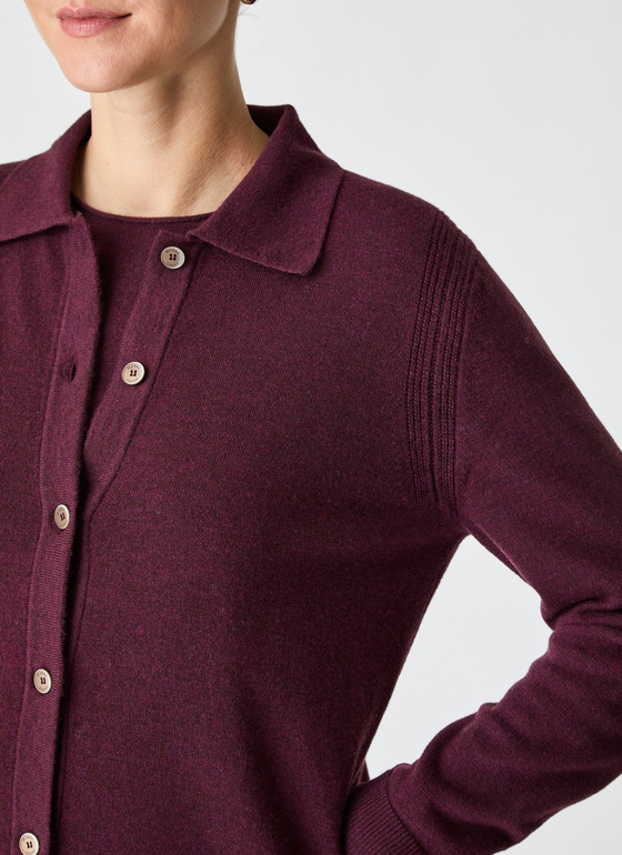 Strickjacke Knopf 1/1 Arm Oxid Red Frontansicht