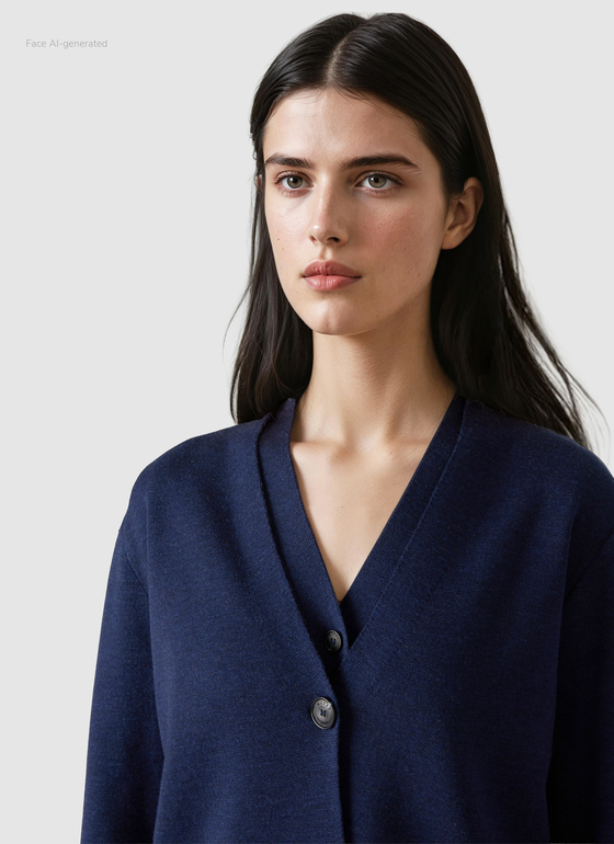 Strick Cardigan 1/1 Arm Midnight Sail Frontansicht