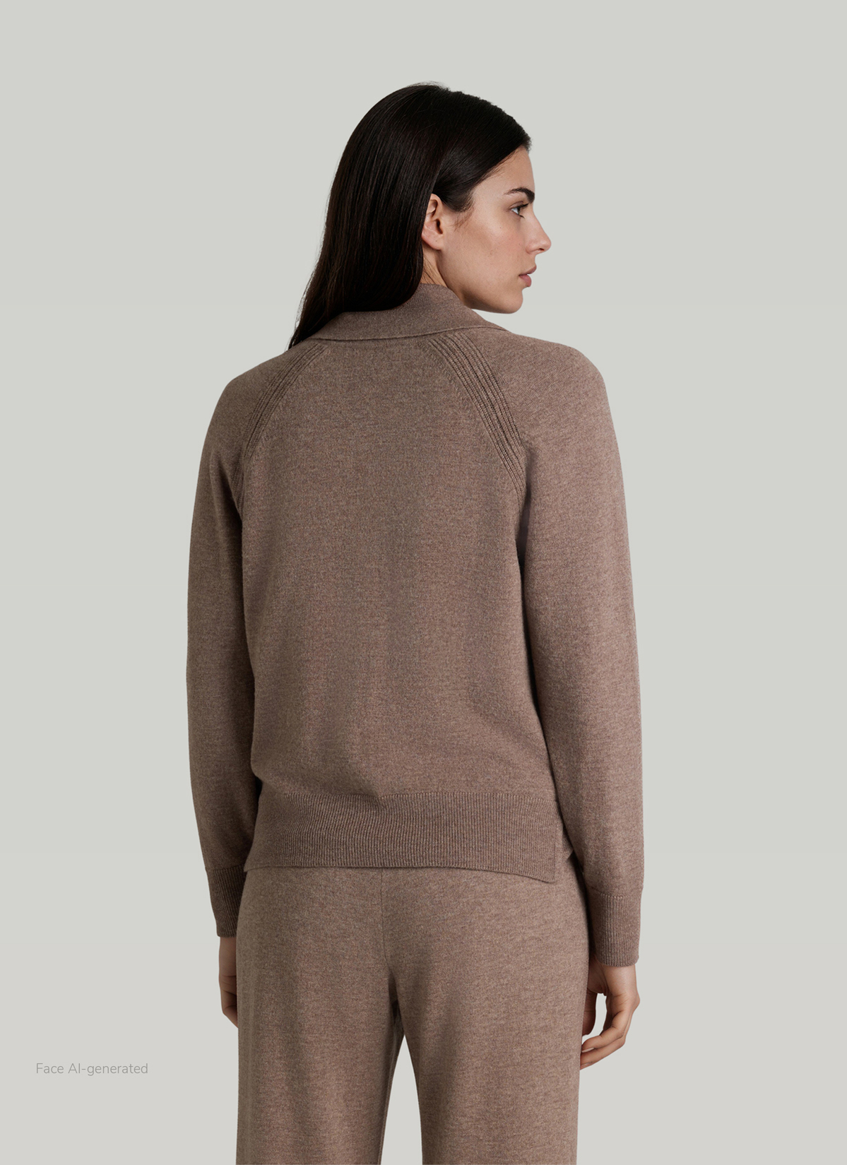 Strickjacke lang, Taupe Grey Rückansicht