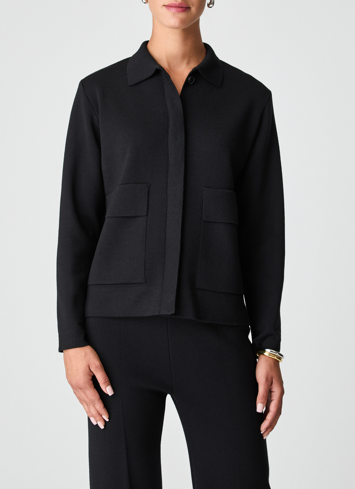Strickjacke lang, Black Frontansicht