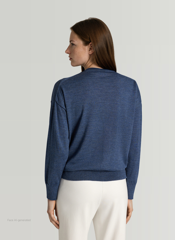 Strick Cardigan 1/1 Arm Nimes Blue Frontansicht