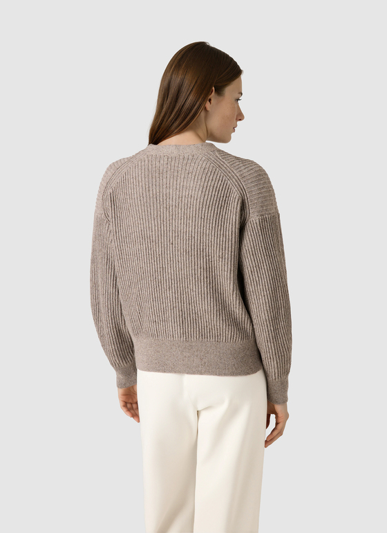 Strickjacke 1/1 Arm Pale Brown Frontansicht