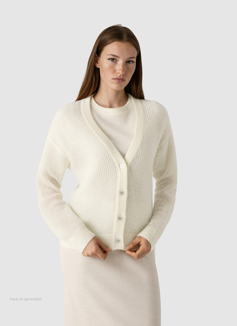 Strick CardiganNew White Frontansicht