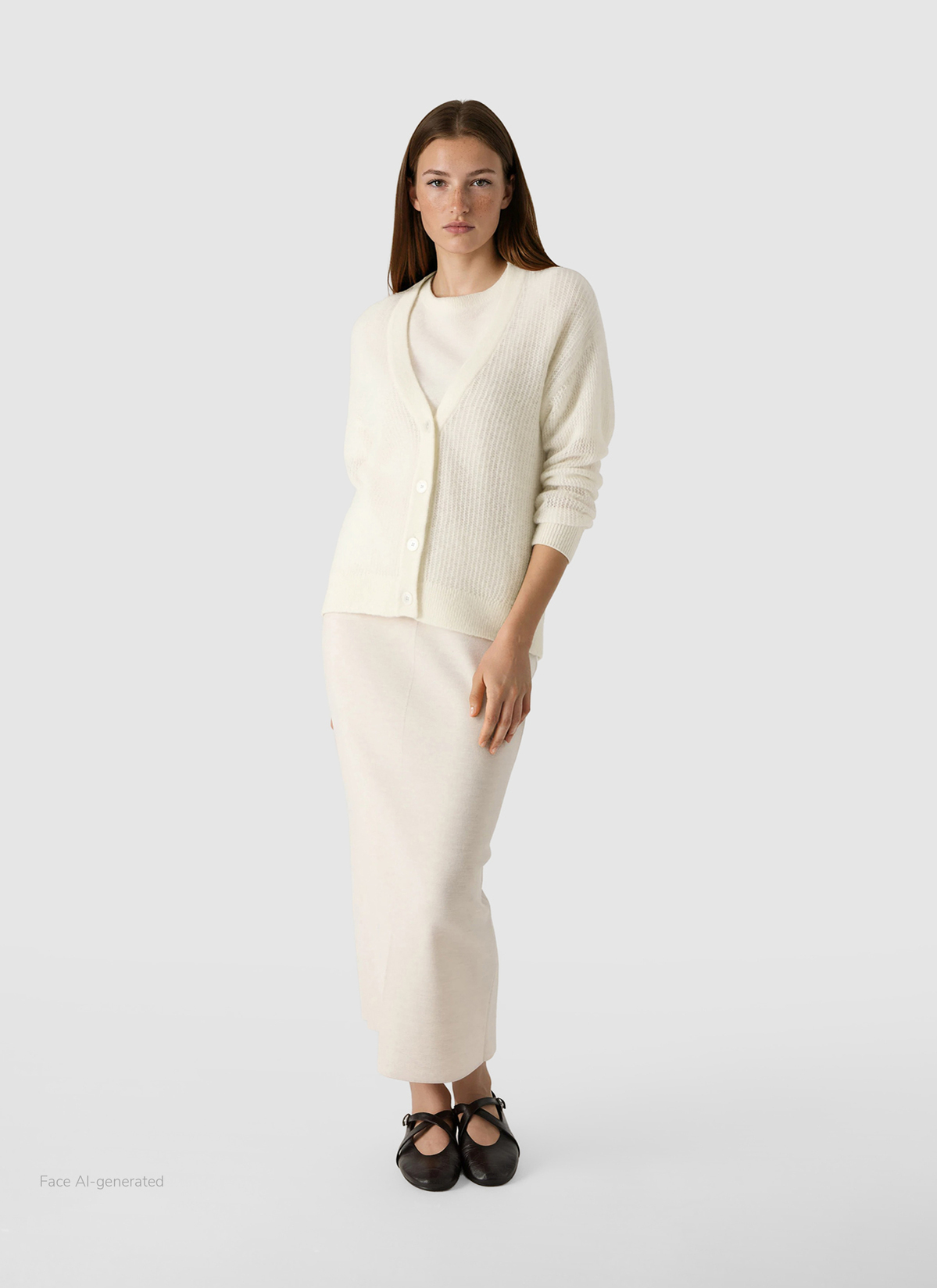 Strick Cardigan 1/1 Arm, New White Detailansicht 2