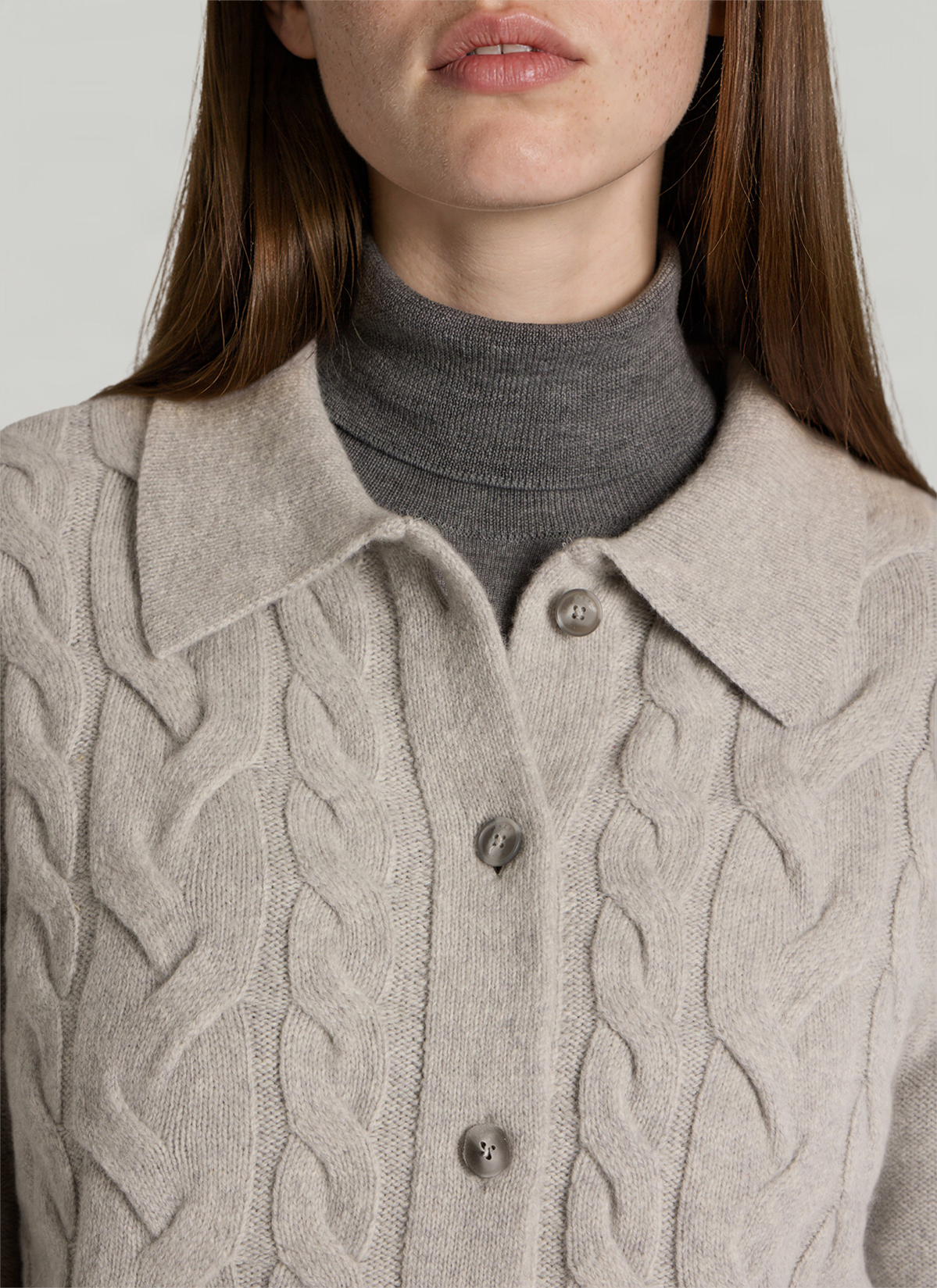 Strickjacke 1/1 Arm, White Smoke Detailansicht 1