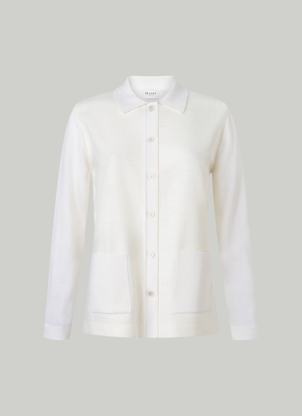 Strickjacke Knopf 1/1 Arm, New White