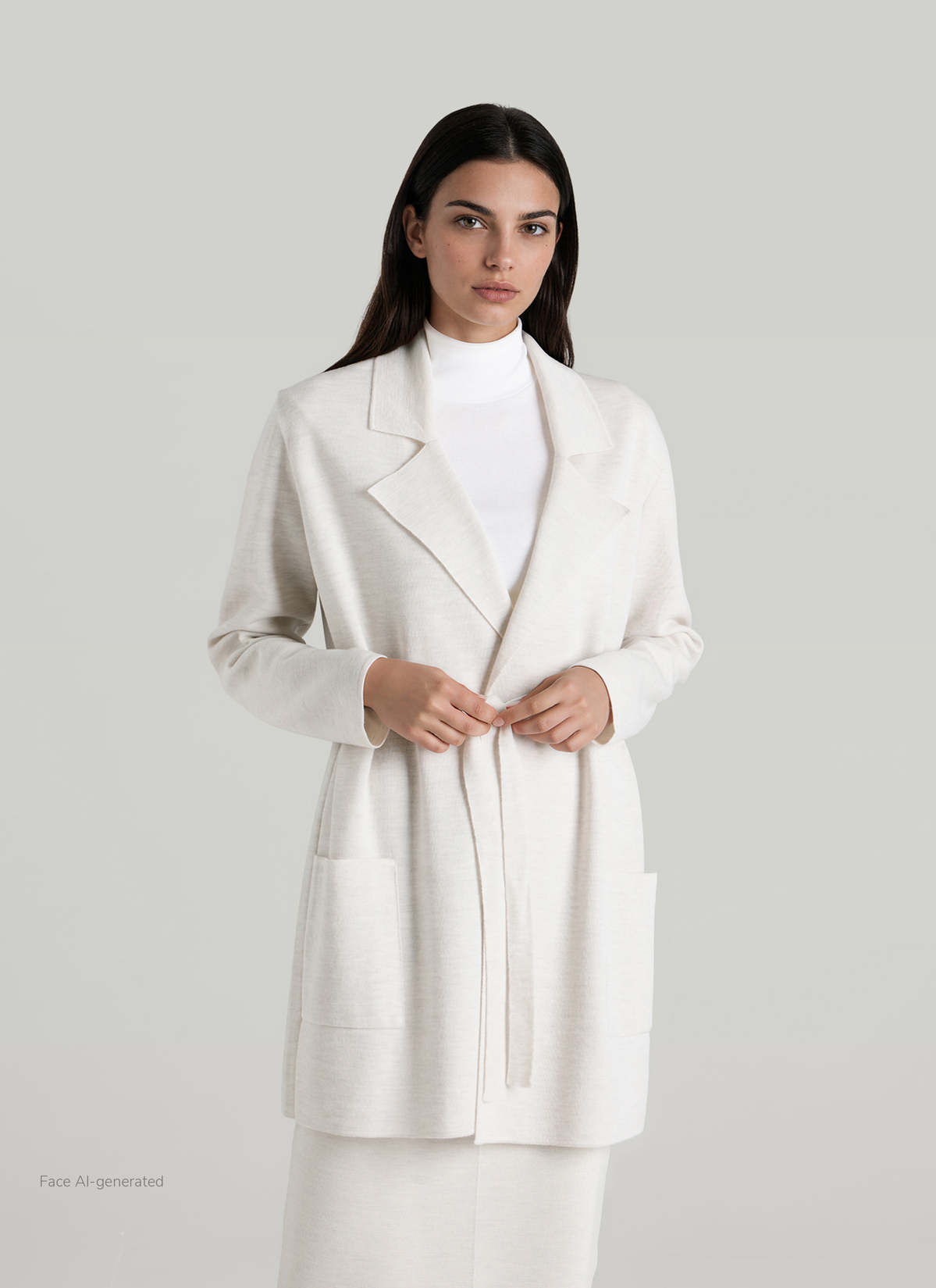 Strickjacke 1/1 Arm, Off White Detailansicht 2