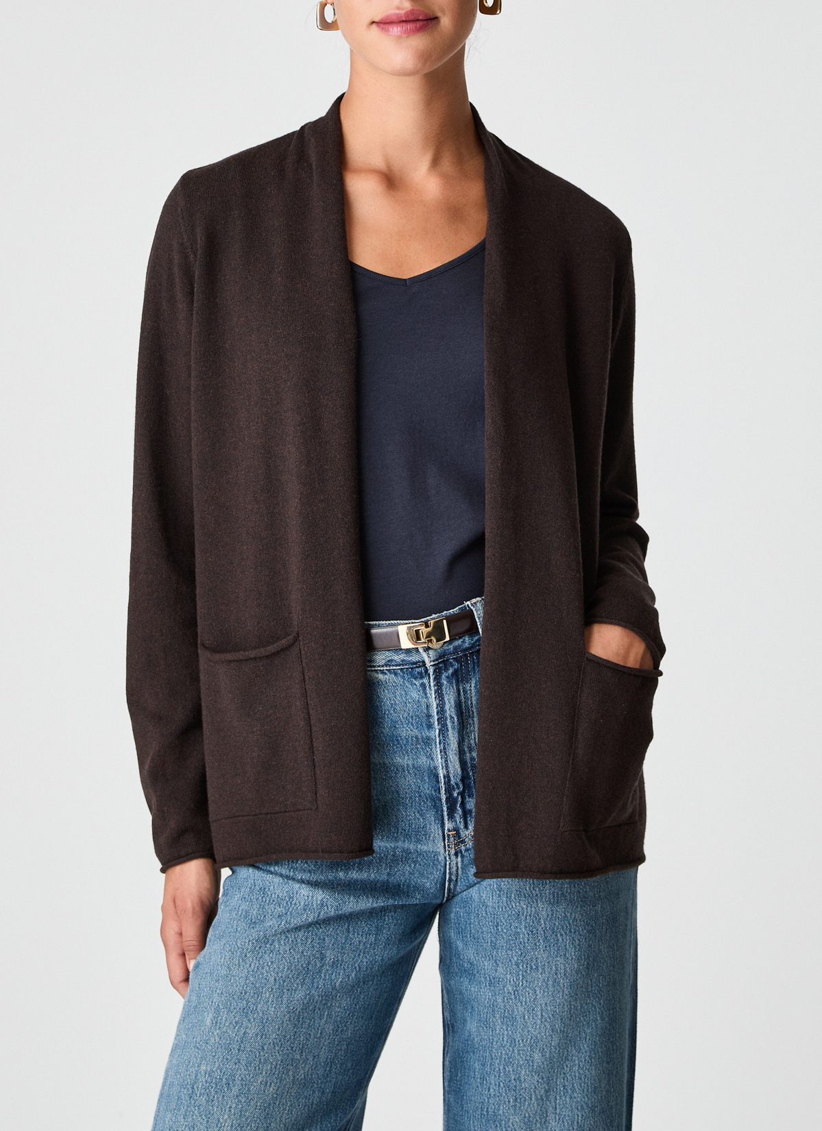 Strickjacke 1/1 Arm, Dark Espresso Frontansicht