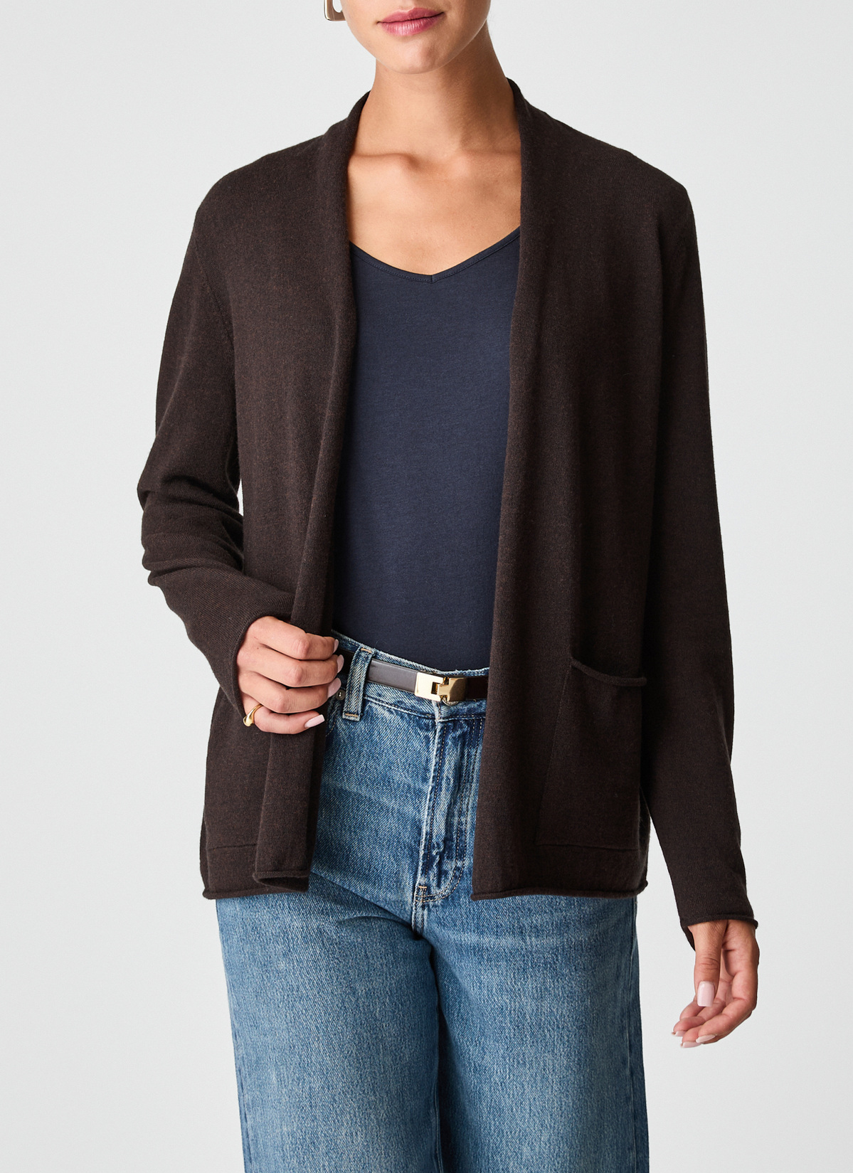 Strickjacke 1/1 Arm, Dark Espresso Detailansicht 2