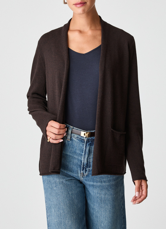 Strickjacke 1/1 Arm Dark Espresso Frontansicht
