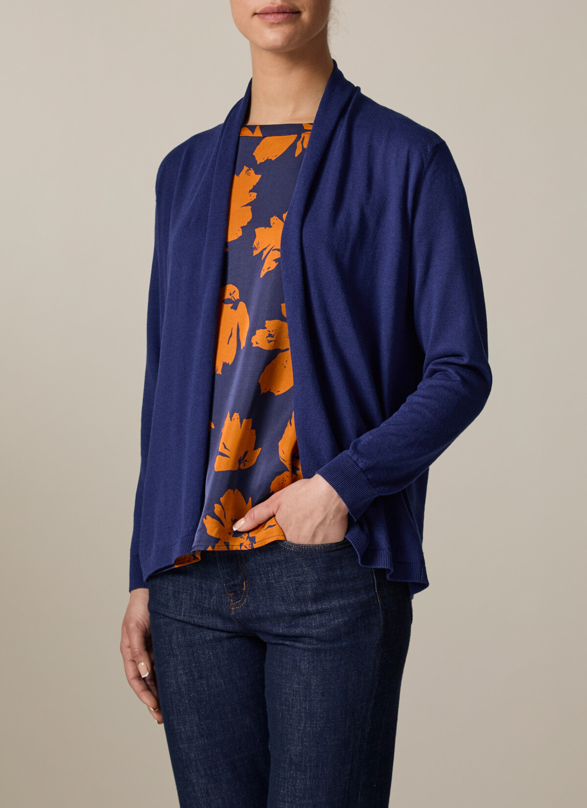 Cardigan, Mystic Blue Frontansicht