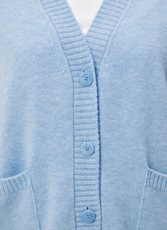 Strick Cardigan 1/1 Arm Blue Fountain Frontansicht