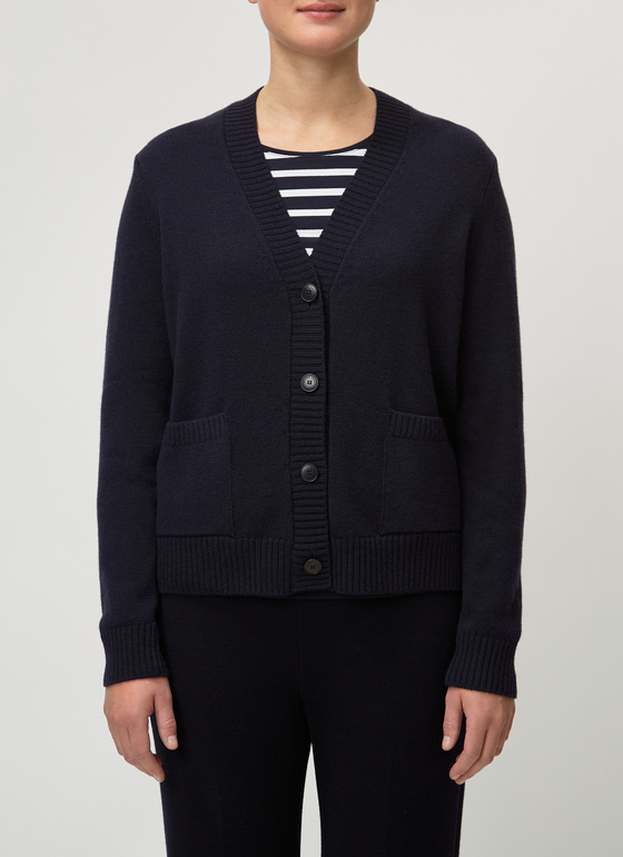 Strick Cardigan 1/1 Arm Navy Frontansicht