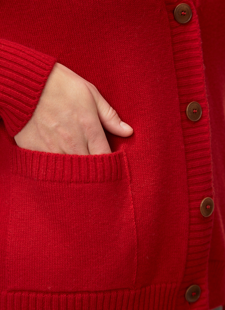 Strick Cardigan 1/1 Arm, Cherry Red Detailansicht 2