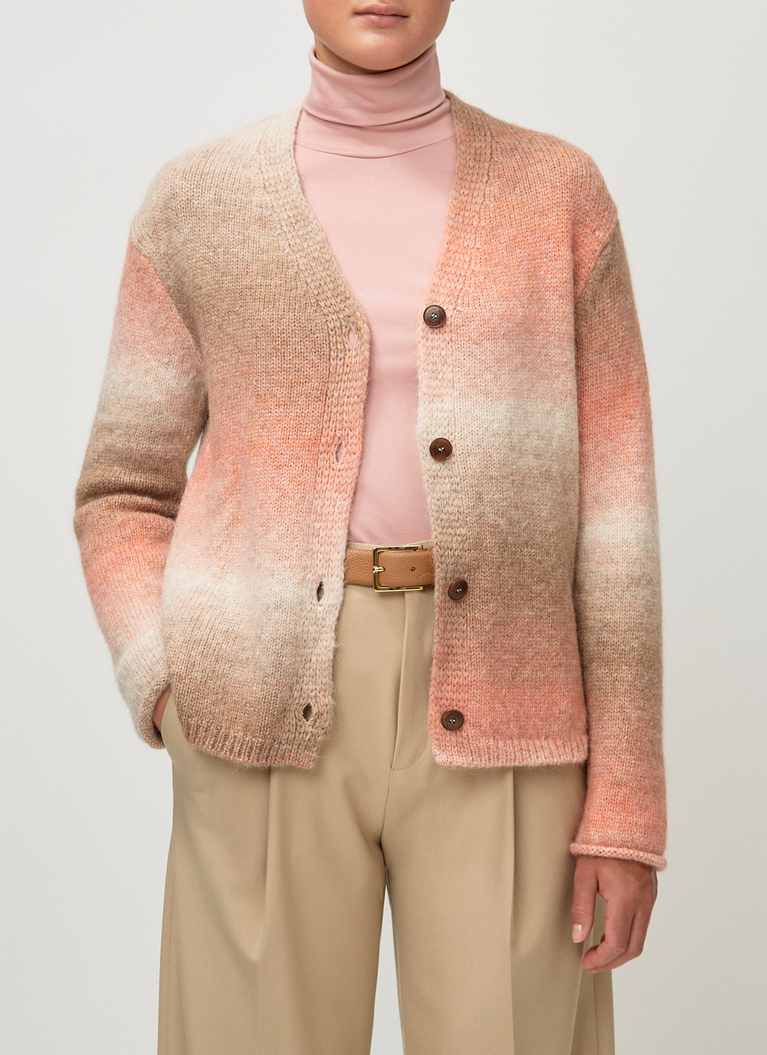 Strick Cardigan 1/1 Arm, Rosé Frontansicht