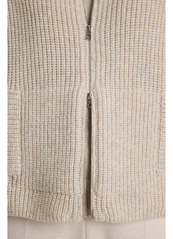 Strickjacke Zip 1/1 Arm Autumn Stone Frontansicht