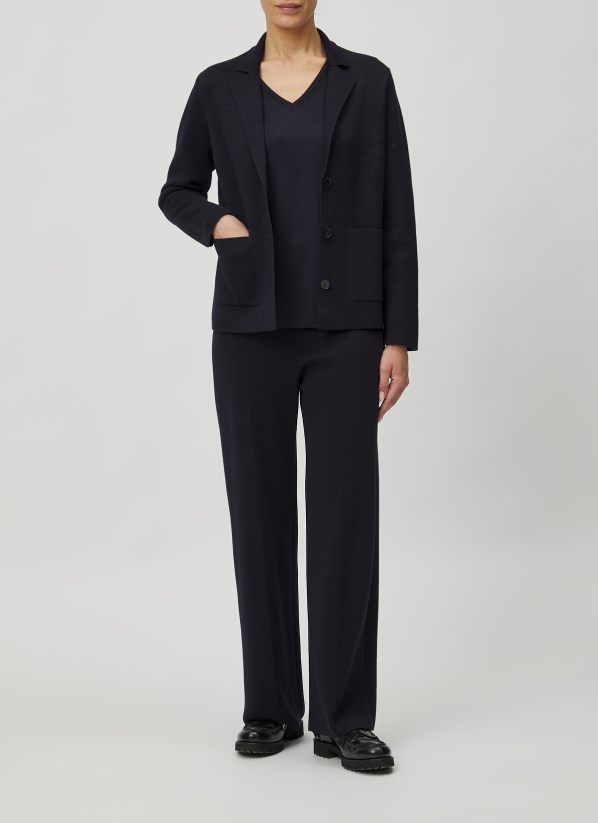 Strick Blazer, Navy Detailansicht 2