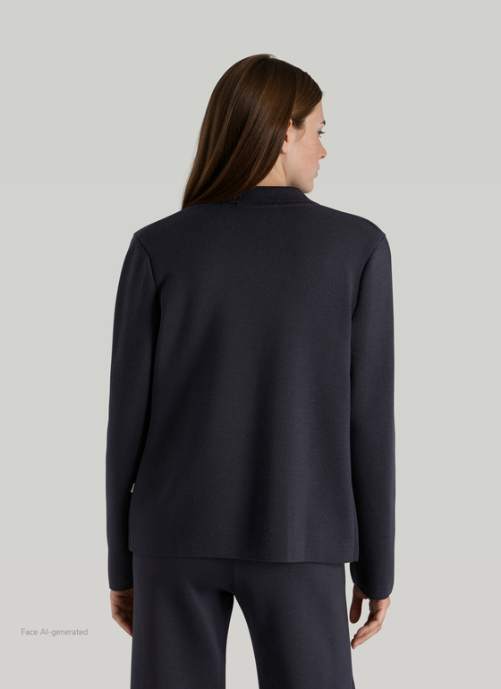 Strickjacke lang Navy Frontansicht