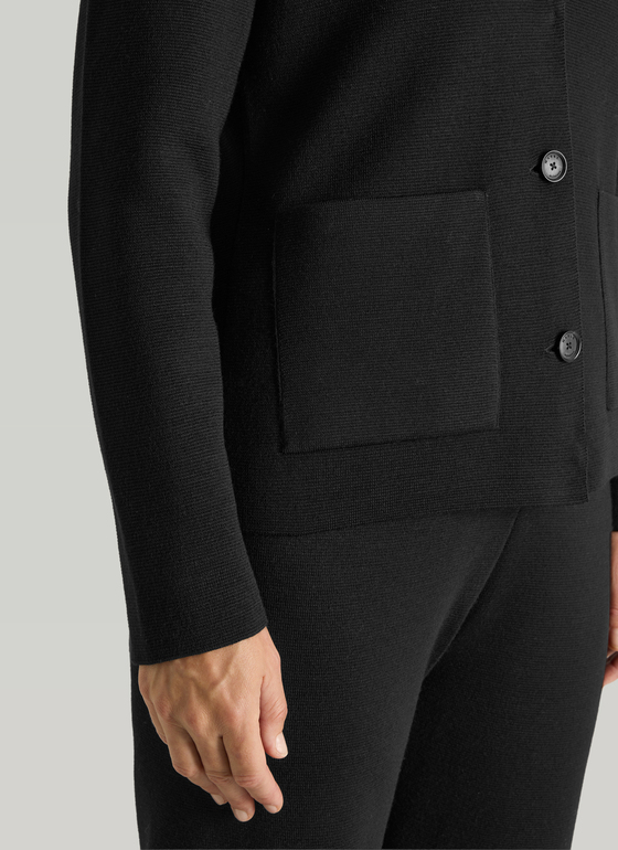 Strickjacke lang Black Frontansicht