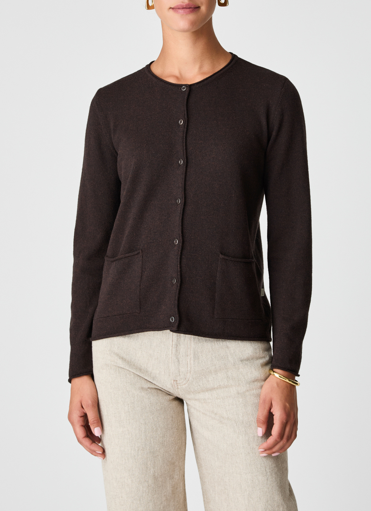 Strickjacke Knopf 1/1 Arm, Dark Espresso Detailansicht 1