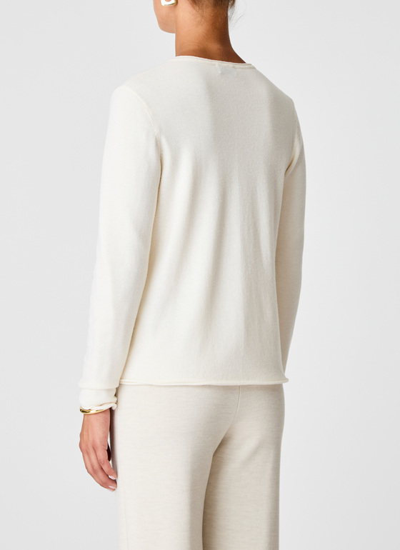 Strickjacke Knopf 1/1 Arm New White Frontansicht