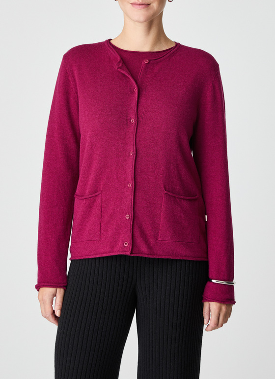 Strickjacke Knopf 1/1 Arm Bordeaux Frontansicht