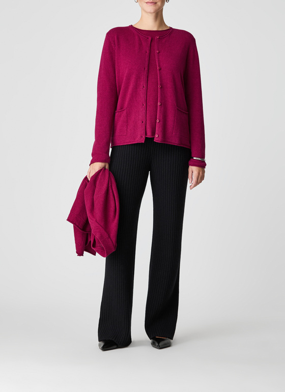 Strickjacke Knopf 1/1 Arm Bordeaux Frontansicht