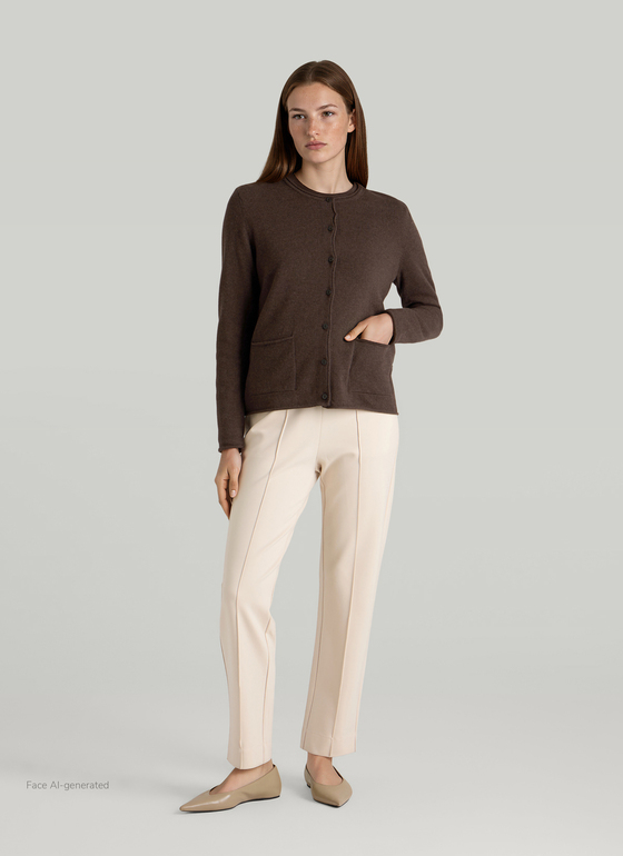Strickjacke 1/1 Arm Dark Coffee Frontansicht