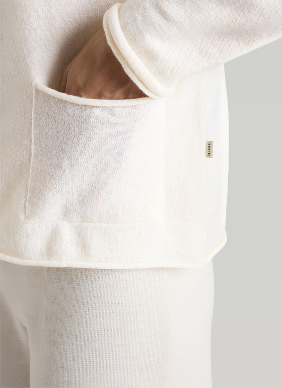 Strickjacke 1/1 Arm New White Frontansicht
