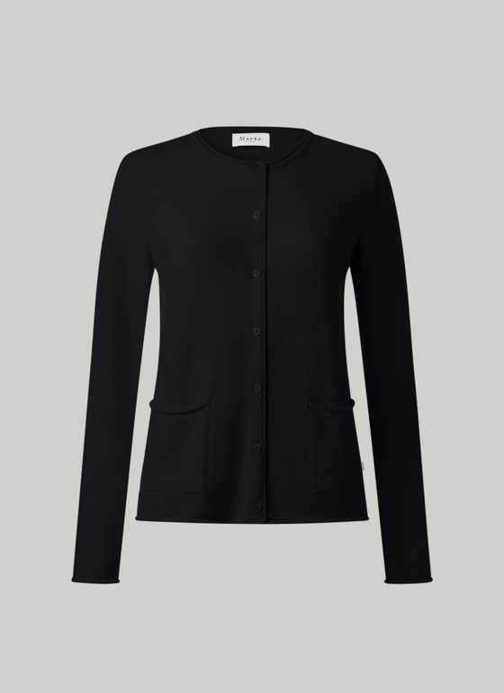 Strickjacke 1/1 Arm Black Frontansicht