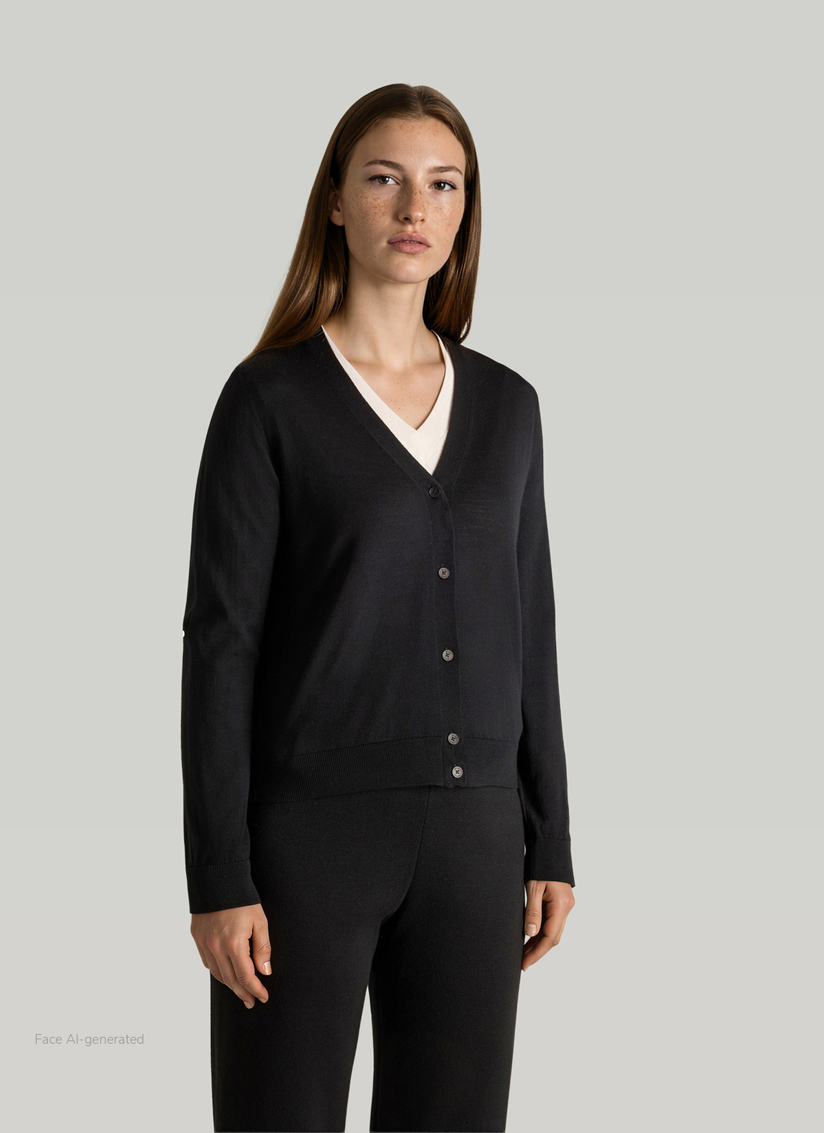 Strickjacke 1/1 Arm, Black Frontansicht