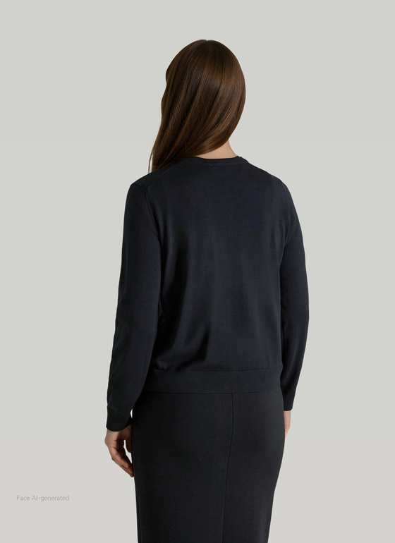 Strickjacke Knopf 1/1 Arm Navy Frontansicht