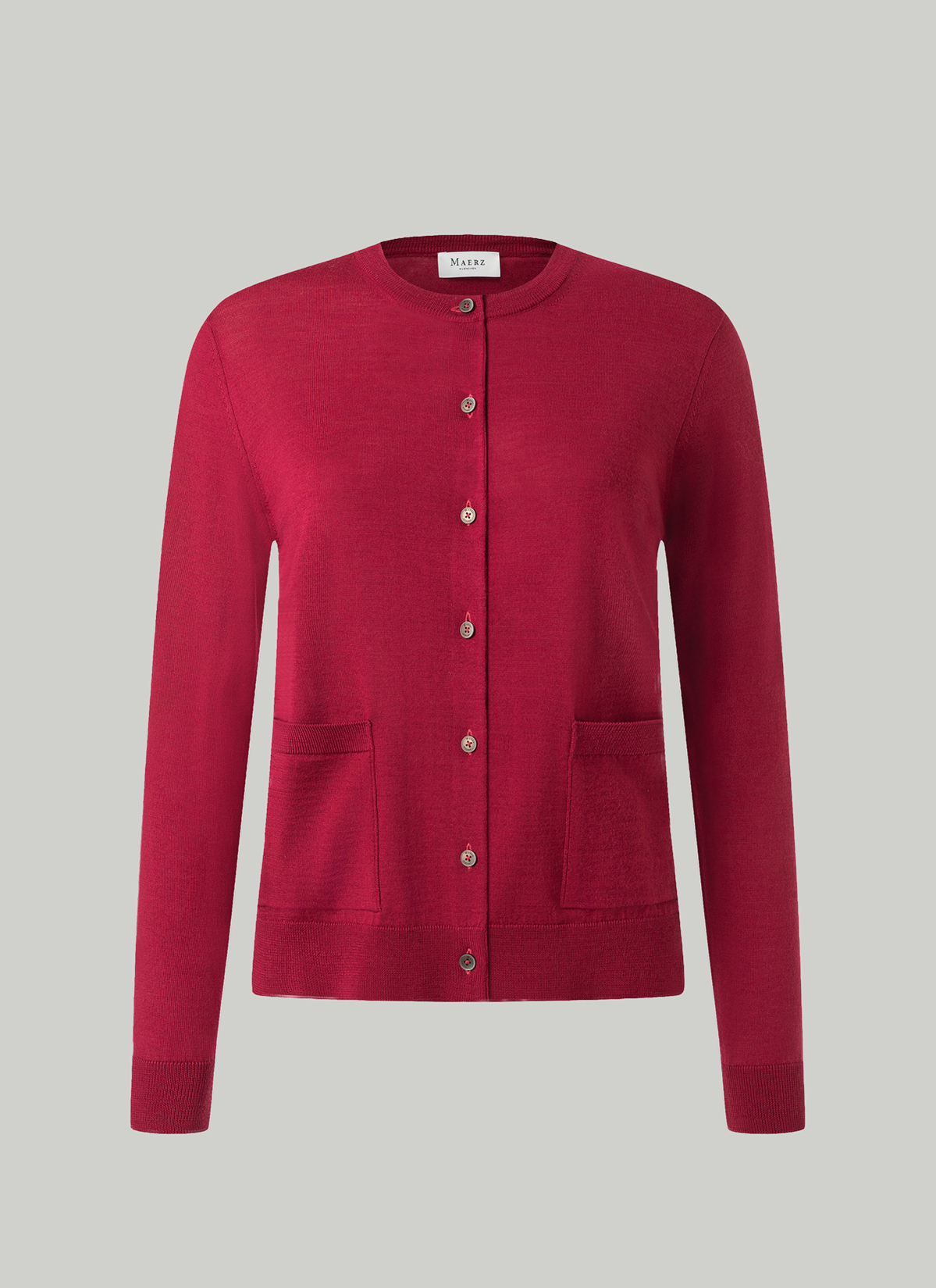 Strickjacke Knopf 1/1 Arm, Peony Red
