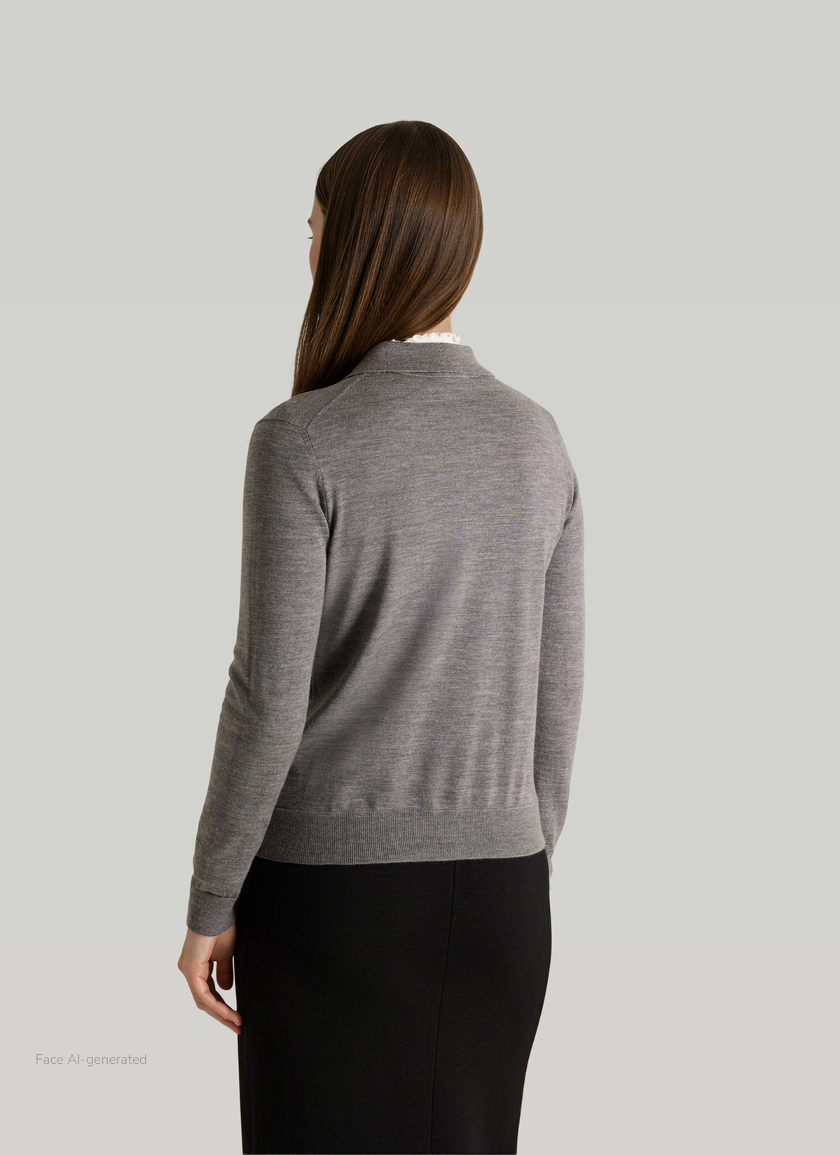 Strickjacke Knopf 1/1 Arm, Shark Skin Rückansicht