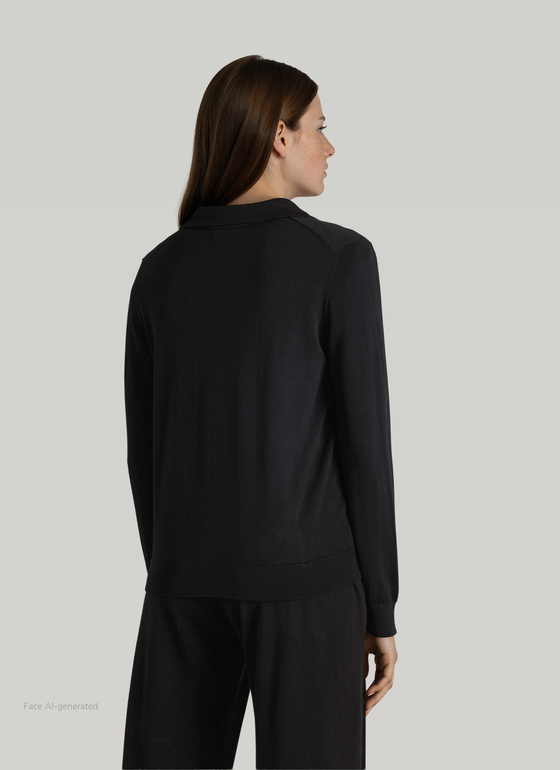 Strickjacke Knopf 1/1 Arm Black Frontansicht