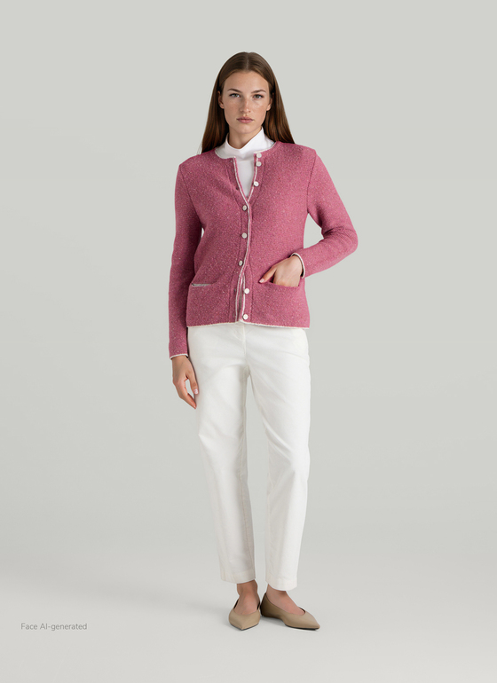 Strickjacke 1/1 Arm Peony Red Frontansicht