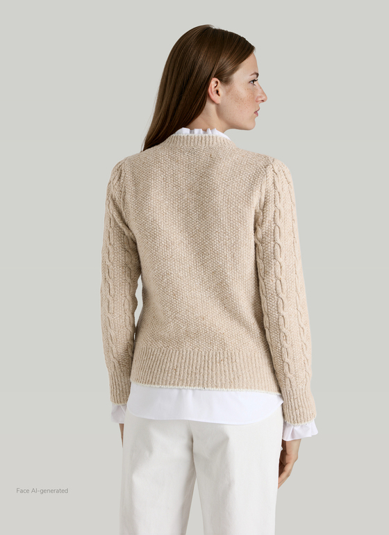 Strickjacke Knopf 1/1 Arm Frosted Dune Frontansicht