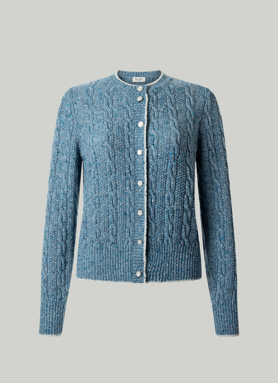 Strickjacke Knopf 1/1 Arm Dutch Blue Frontansicht