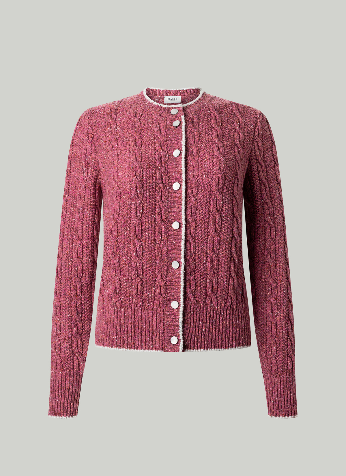 Strickjacke Knopf 1/1 Arm, Peony Red