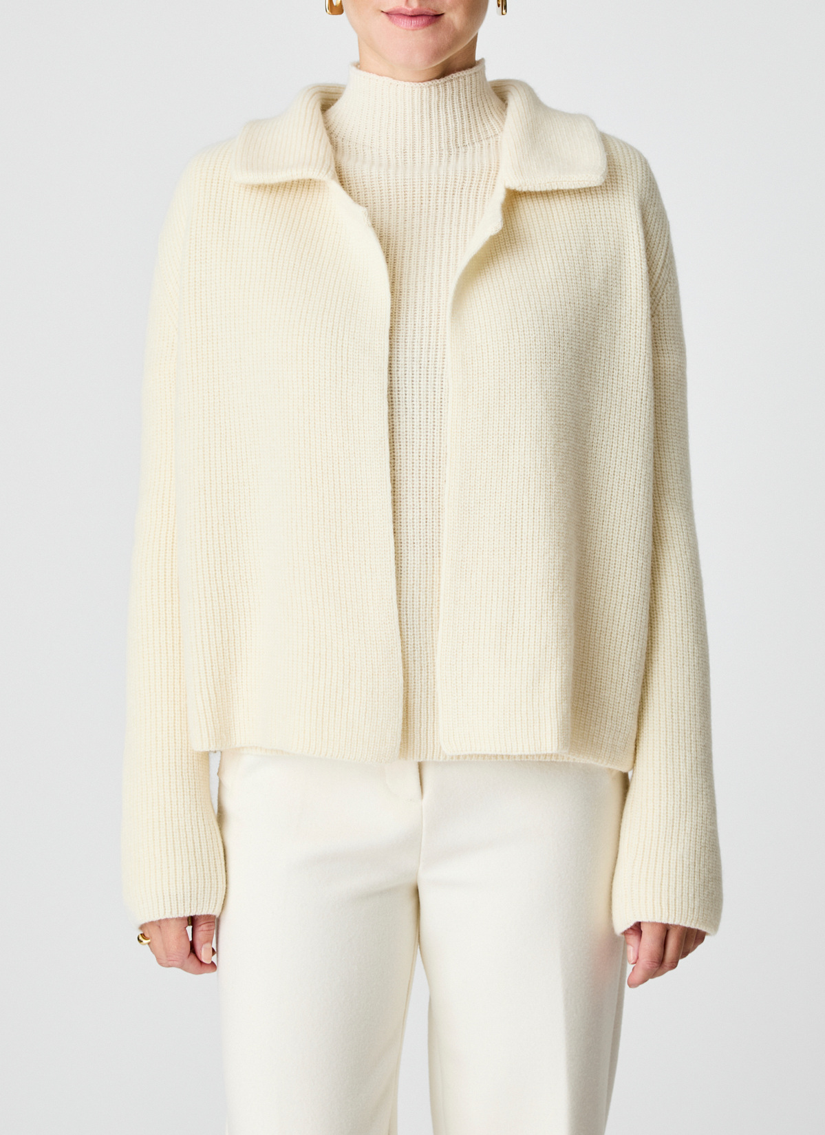 Strickjacke 1/1 Arm, New White Detailansicht 1