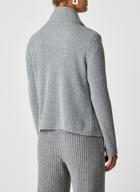 Strickjacke 1/1 Arm Granite Grey Frontansicht
