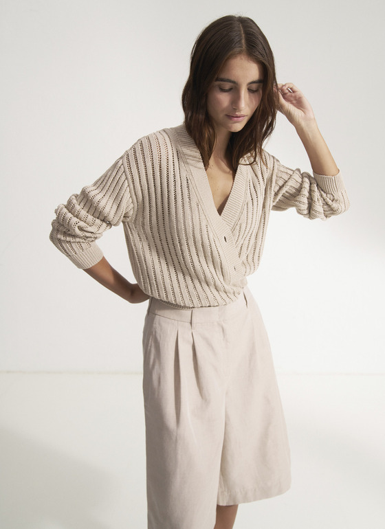 Strick Cardigan 1/1 Arm Beach Frontansicht