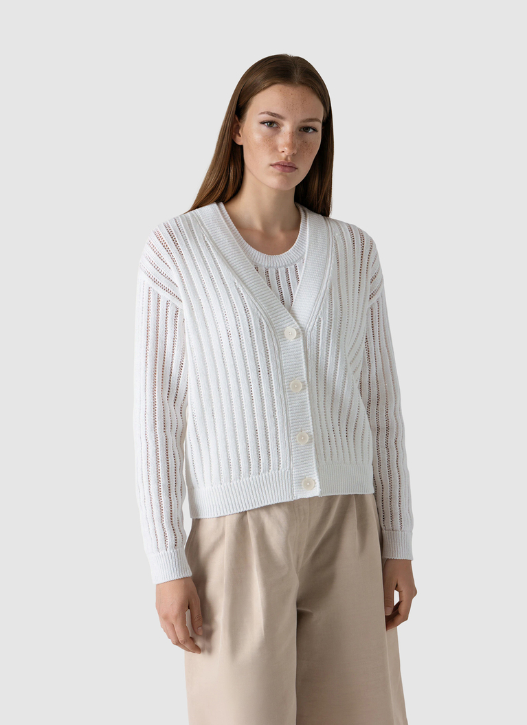 Strick CardiganPure White Frontansicht