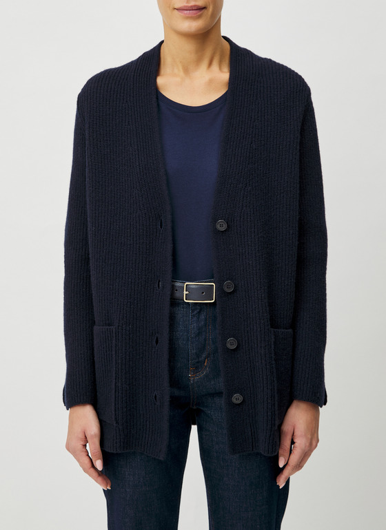 Strick Cardigan 1/1 Arm Navy Frontansicht