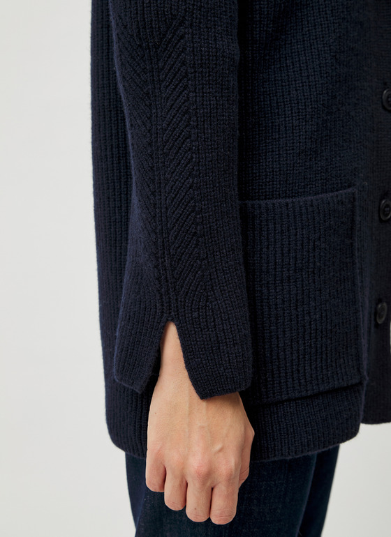 Strick Cardigan 1/1 Arm Navy Frontansicht