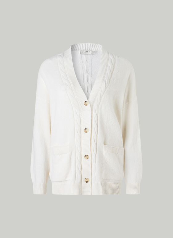 Strickjacke 1/1 Arm New White Frontansicht