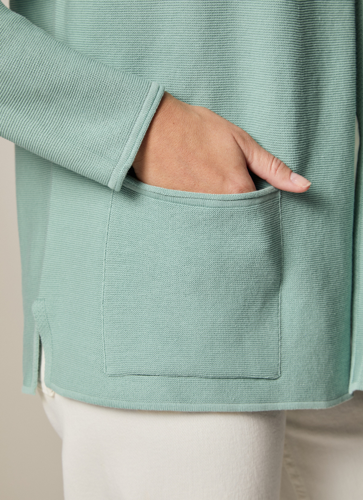 Strick Cardigan 1/1 Arm, Light Aqua Detailansicht 2